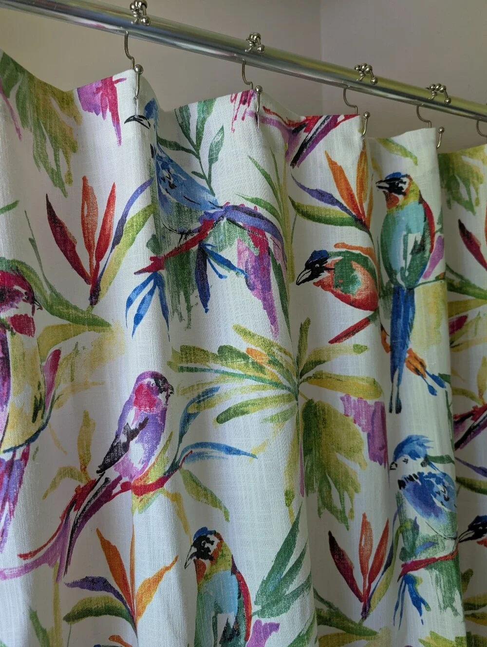 Tropical Bird Print Shower Curtain - Multicolor